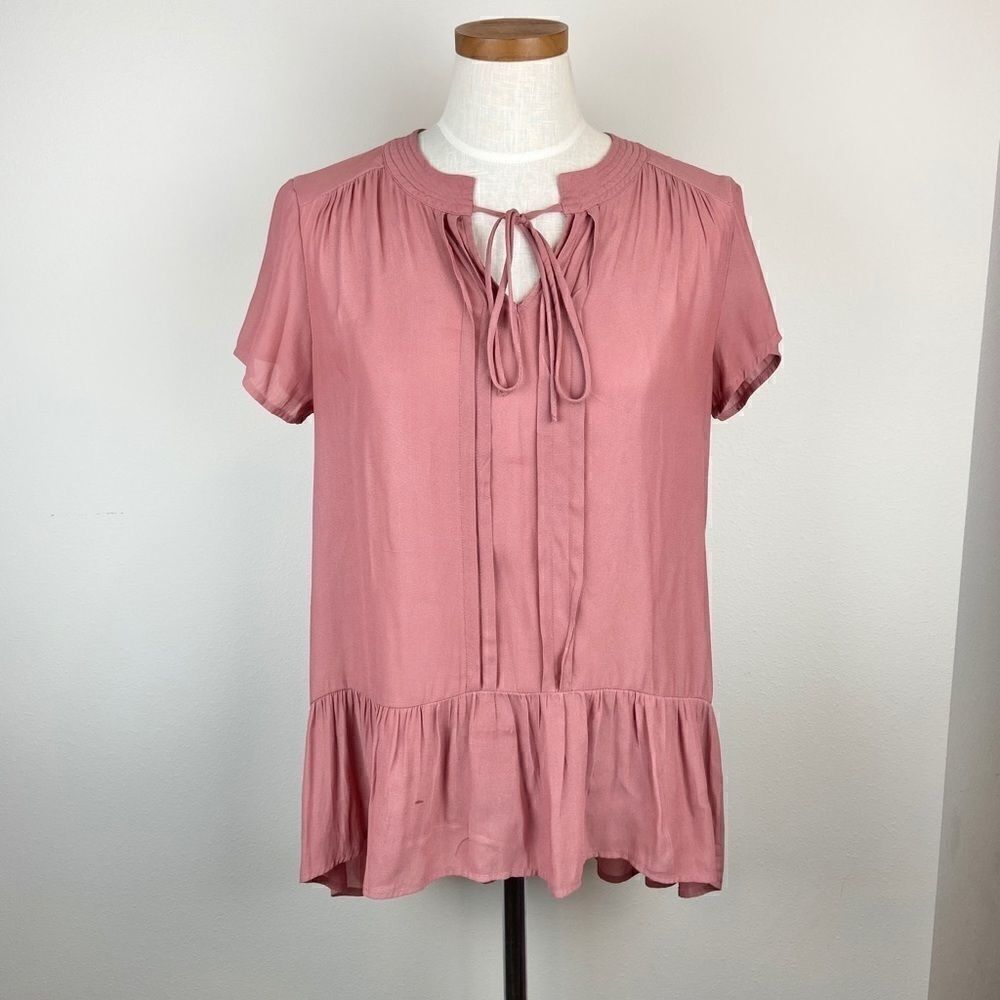 Ro & De Front Tie Blouse